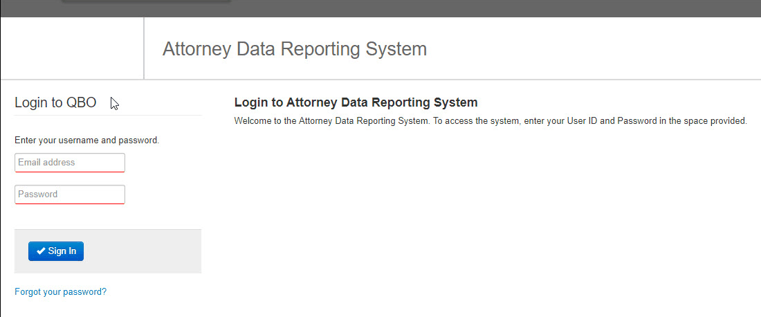 The ADR sign-in page, with Email address and Password fields, a Sign In button, and a Forgot your password? link.